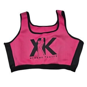 Xtreme Kurves Curves Womens Sz 3X Compression Sports Bra Bright Pink Black